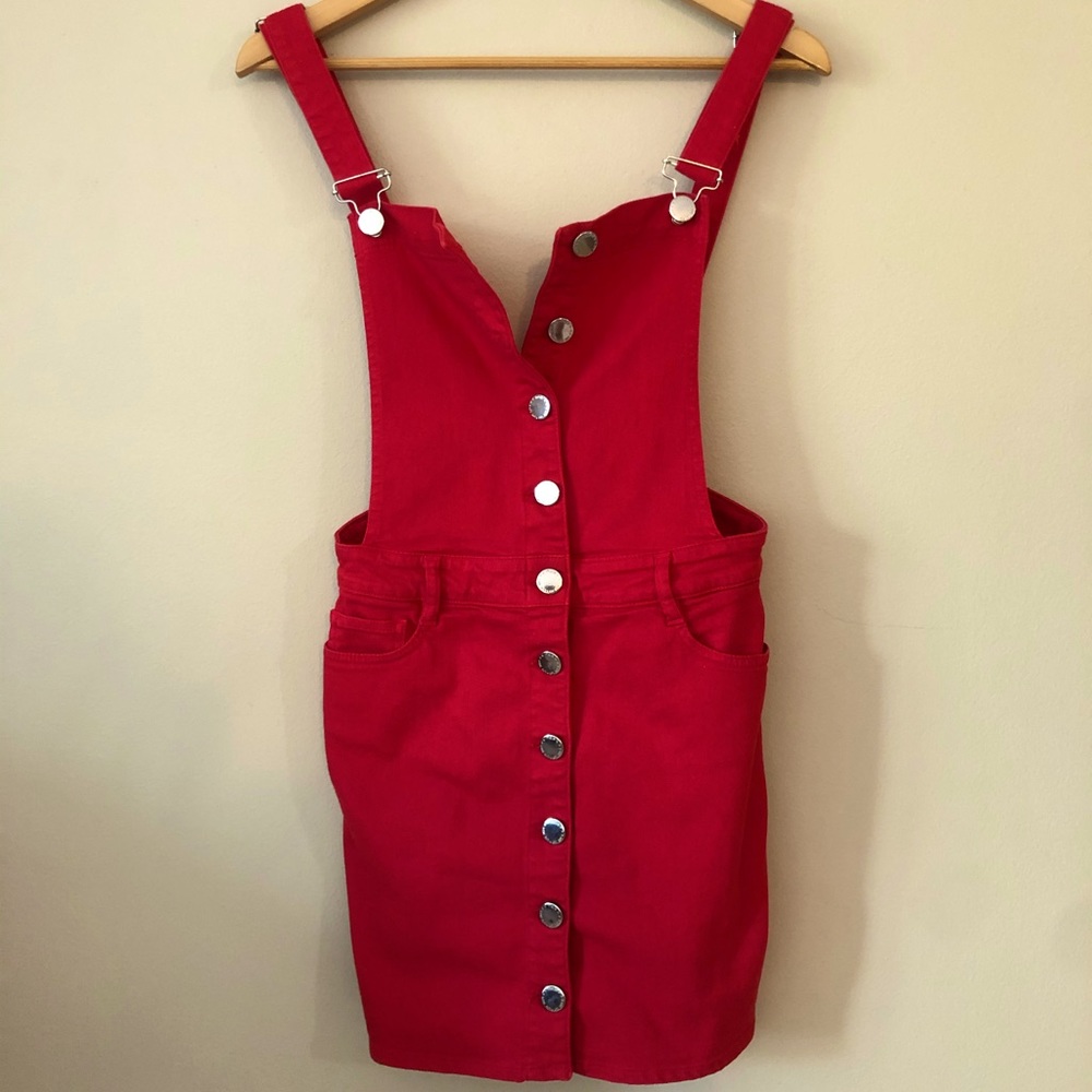 Maje pink denim overalls (short skirt) Size S